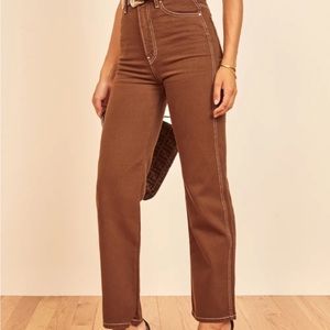 reformation cowboy high rise straight jeans